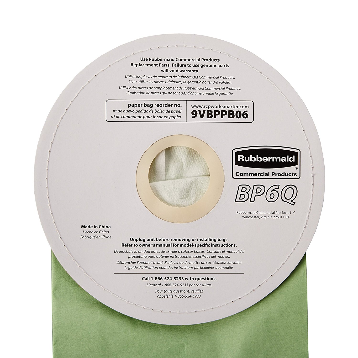 Rubbermaid Commercial FG9VBPPB06 6Quart Replacement Paper Bag for Backpack Vacuum Cleaner, Pack