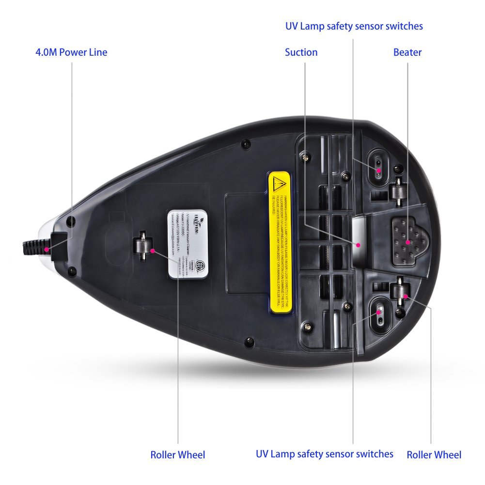 Handheld vacuum cleaner,Euleven 3005C UV Bed Vacuum Cleaner with