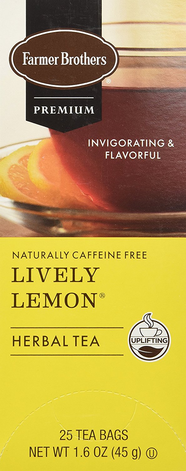 Farmer Brothers Lively Lemon Herbal Tea Caffeine Free, 25 bags N2 free