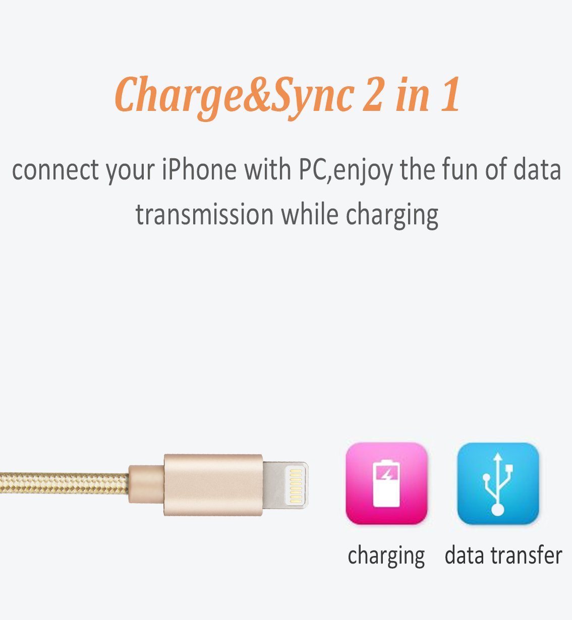 IPhone Charger, Xcable Nylon Braided Apple Lightning Cable USB Sync