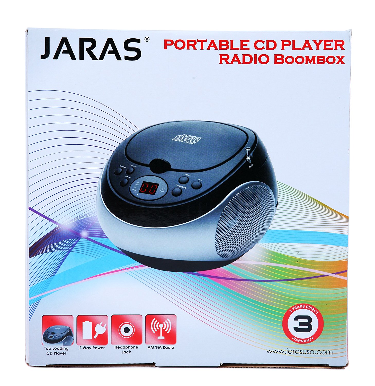 Jaras JJBox89 Sport Portable Stereo CD Player with AM/FM Stereo Radio