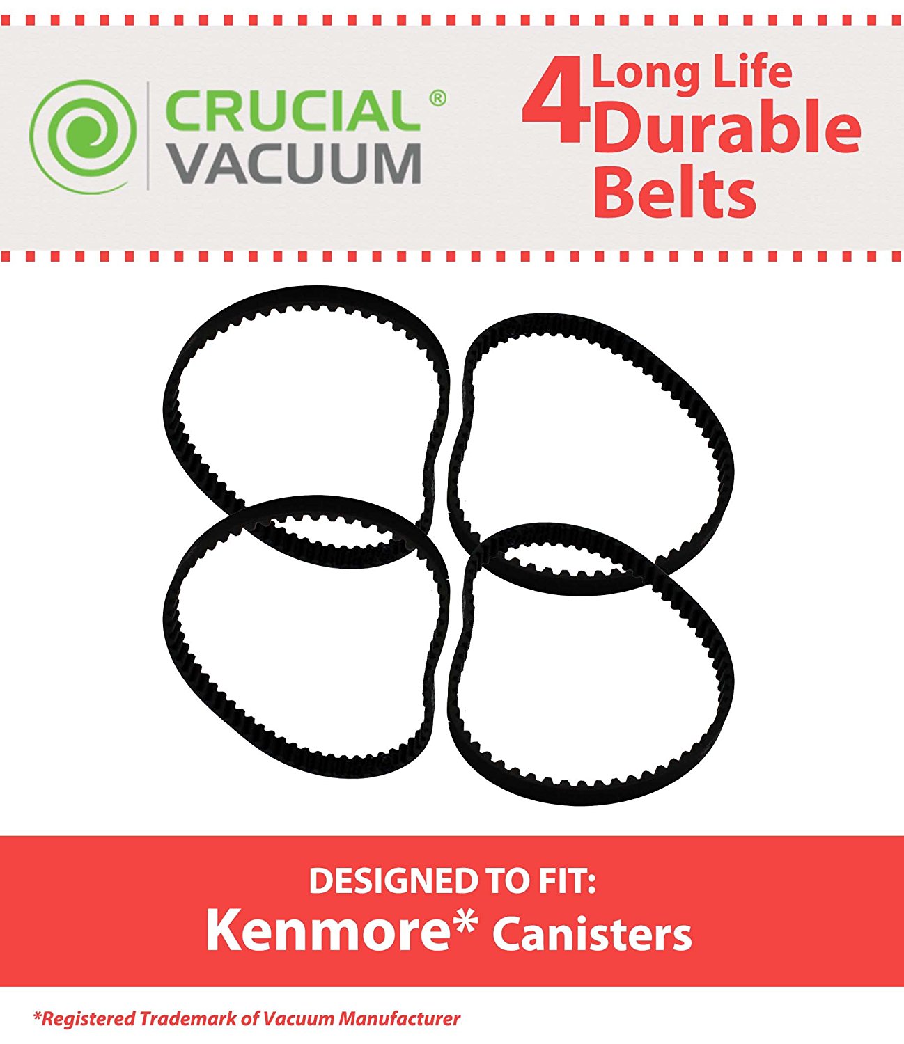 4 Kenmore Canister Durable Vacuum Belts; Designed To Fit Kenmore CB1