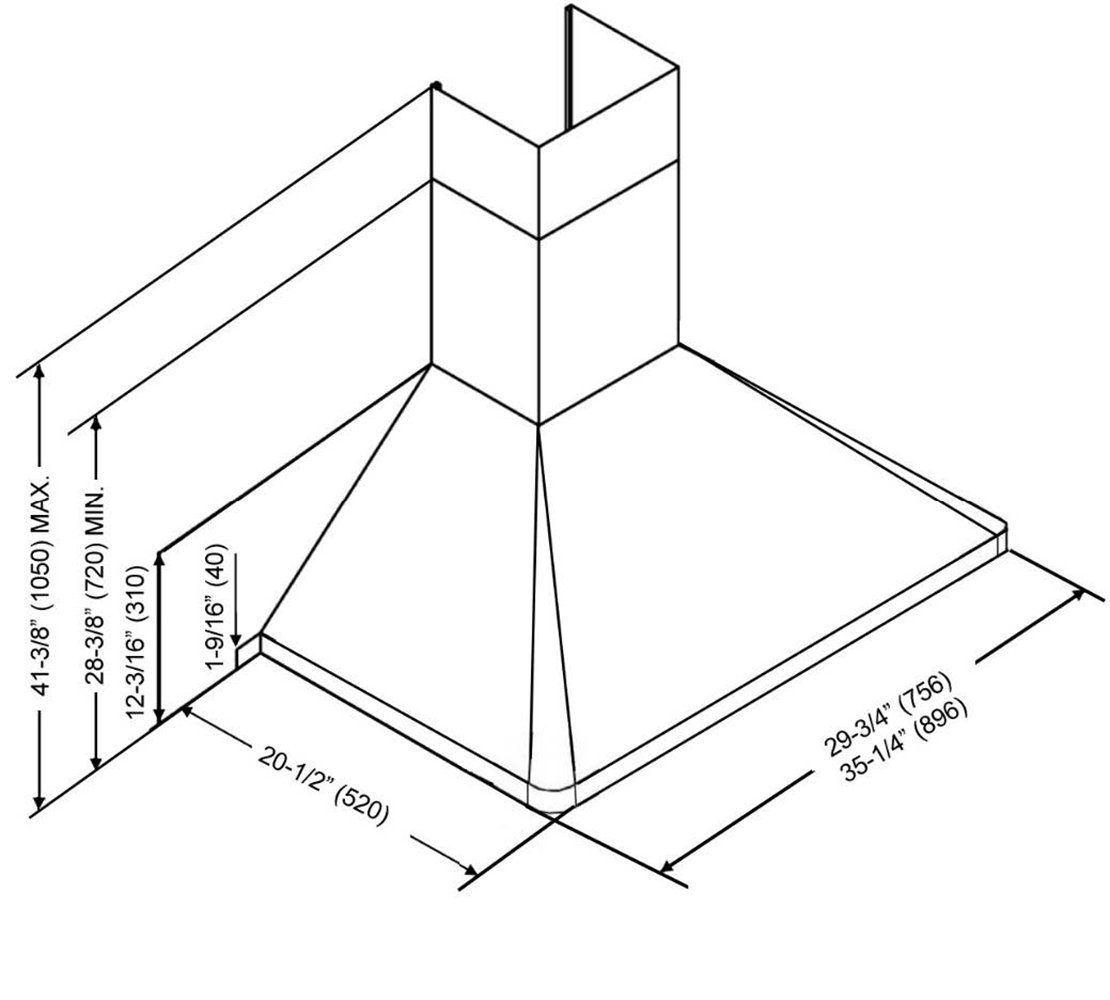 KOBE Range Hoods RAX9430SQB1 Brillia Wall Mount Range Hood 680 CFM