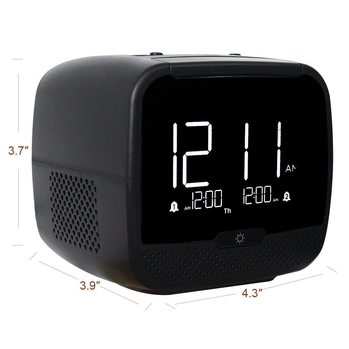Tivdio RT4503 Dual Alarm Clock Radio With Wireless Speaker FM 2 Port Smart Phone Charger Snooze