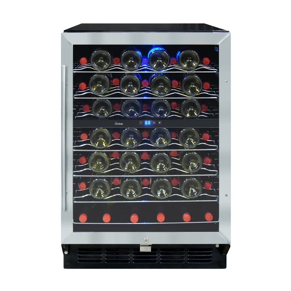 Vinotemp 58Bottle Wine Cooler with Interior Display, Stainless/Black