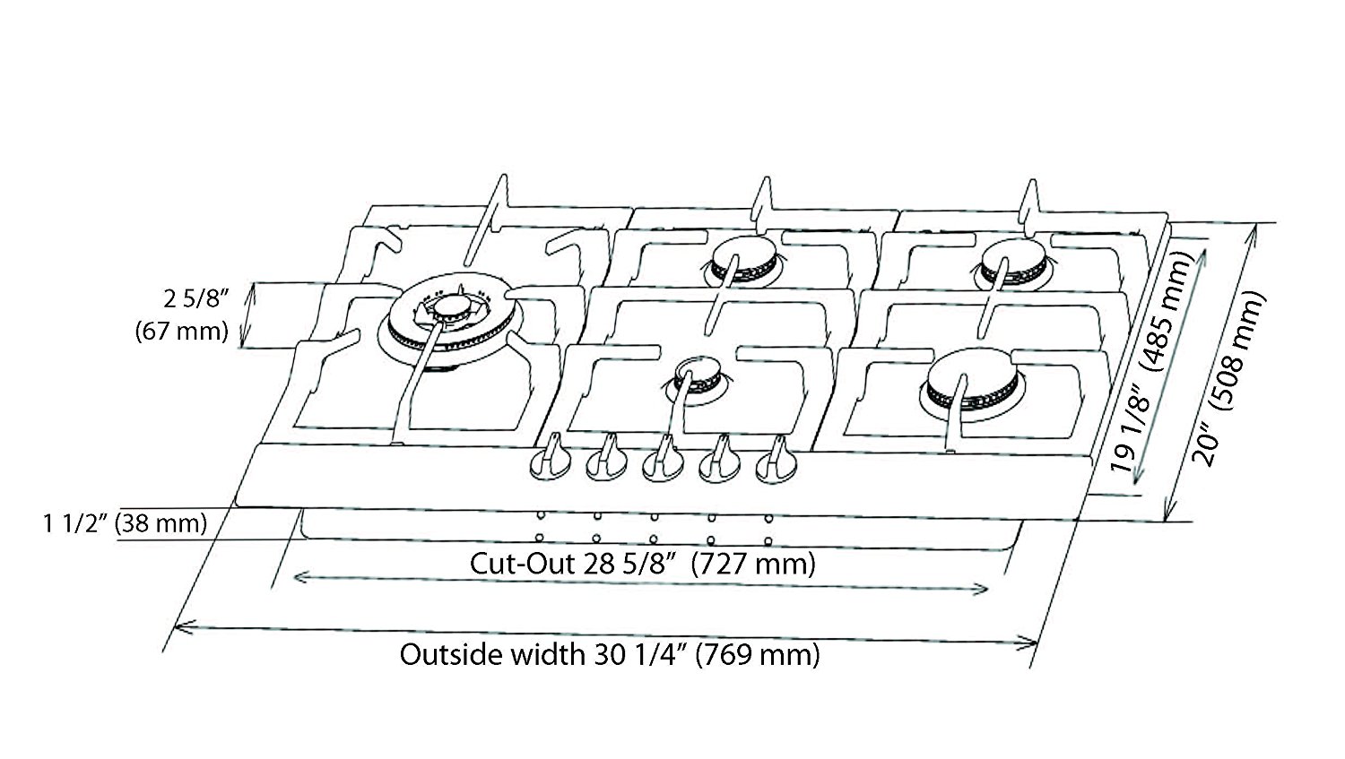 Ancona 5 Burner 30" Stainless Steel GAS Cooktop free image download