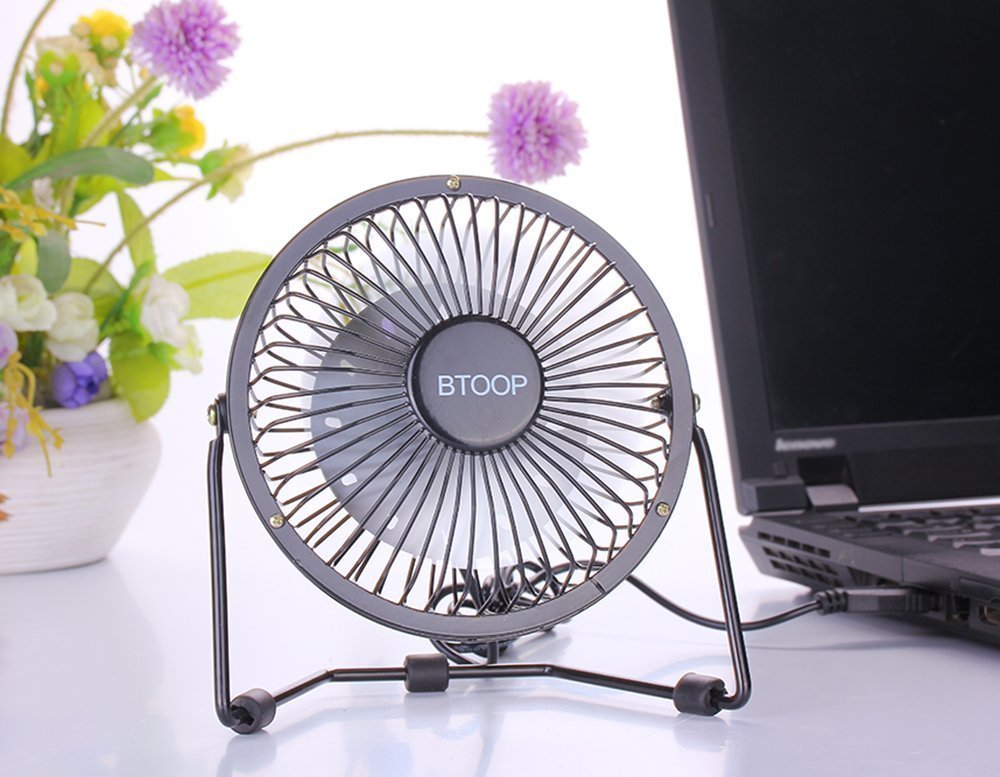 BTOOP 4 Inch Mini USB Desk Fan Small Black N5 free image download