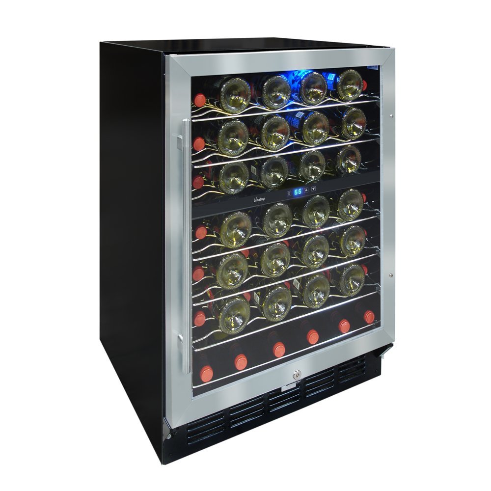 Vinotemp 58Bottle Wine Cooler with Interior Display, Stainless/Black