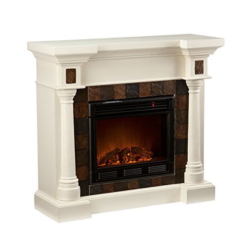 Benjamin Slate Convertible Ivory Electric Fireplace 47" Tv Stand N6