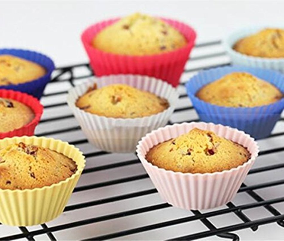 Silicone Baking Cups Muffin Cupcake Liners Molds Set 12 Pack Premium