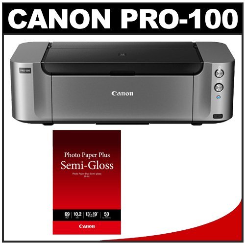Canon PIXMA PRO100 Wireless Color Professional Inkjet Photo Printer with SG201 13x19 Semi