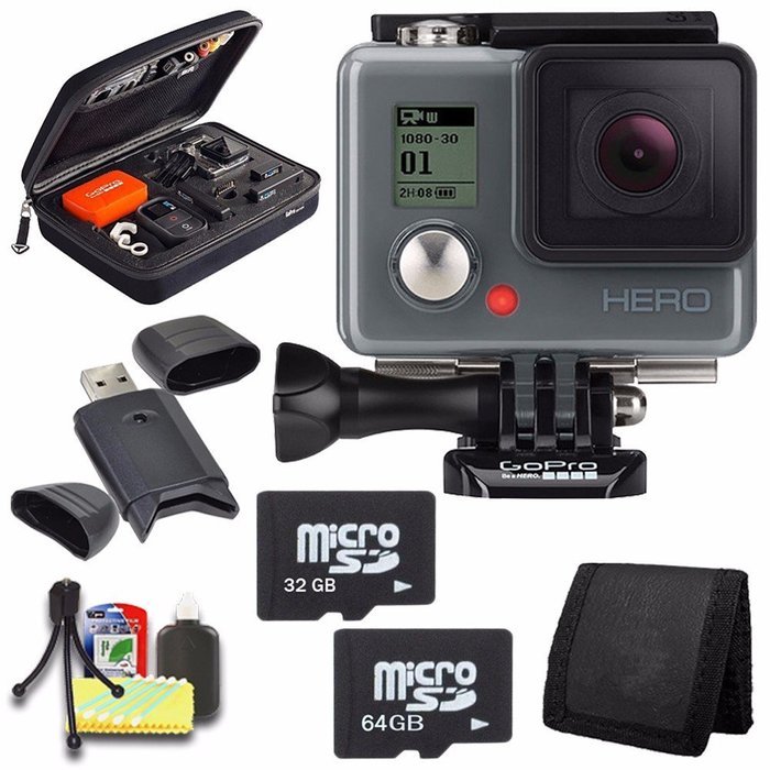 GoPro HERO Action Camera + 32GB Memory Card + 64GB Memory Card + Case