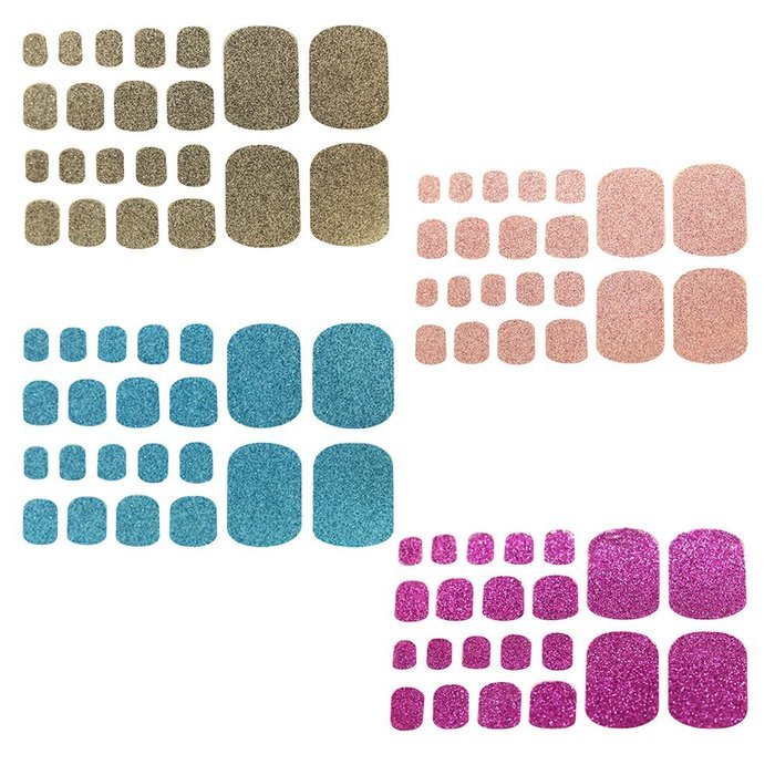 EVTECH(TM) 4 Style Colorful Toe Nail Sticker Full Nail Wrap Nail Decals