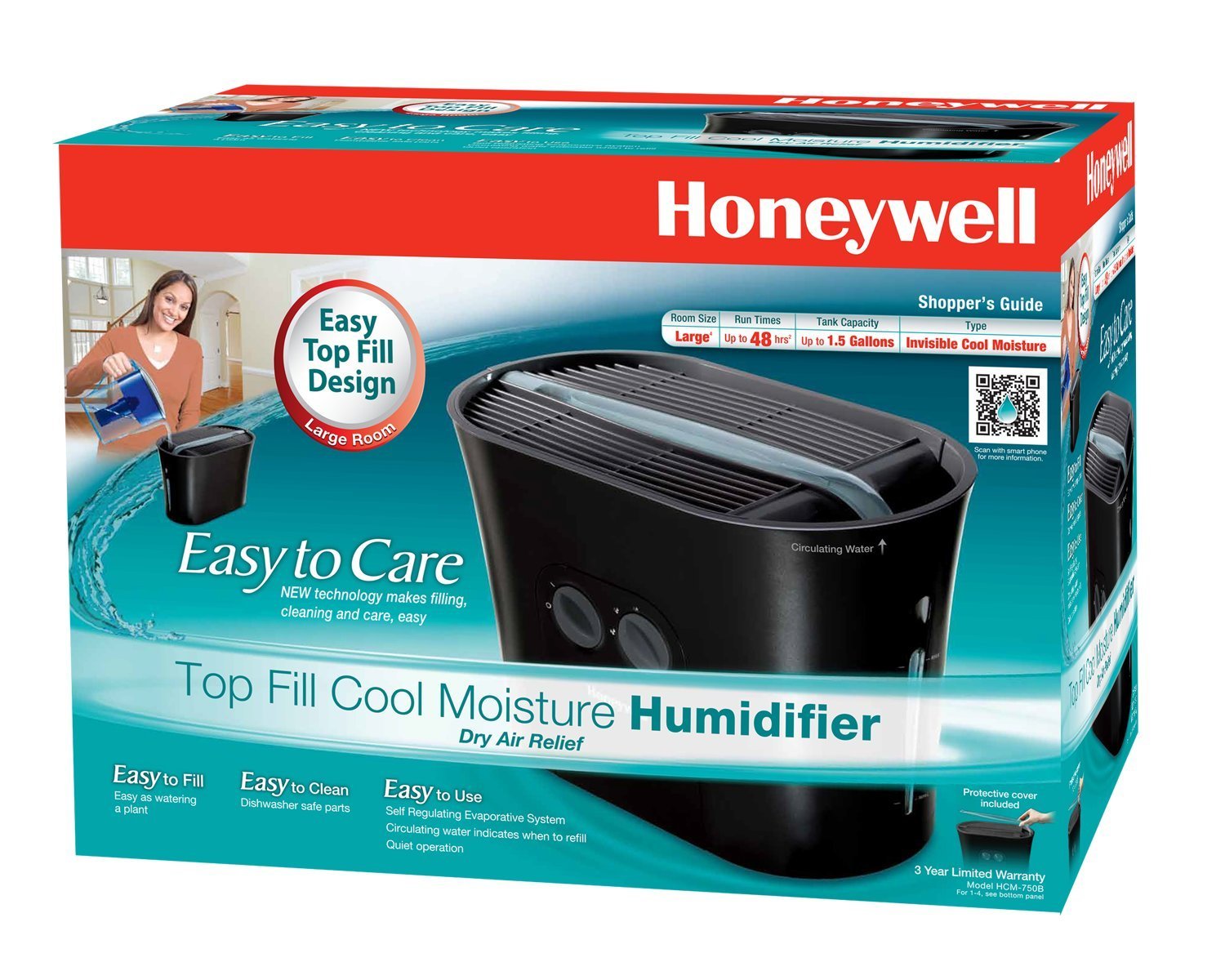 Honeywell HCM750B EasytoCare Cool Moisture Humidifier, Black free