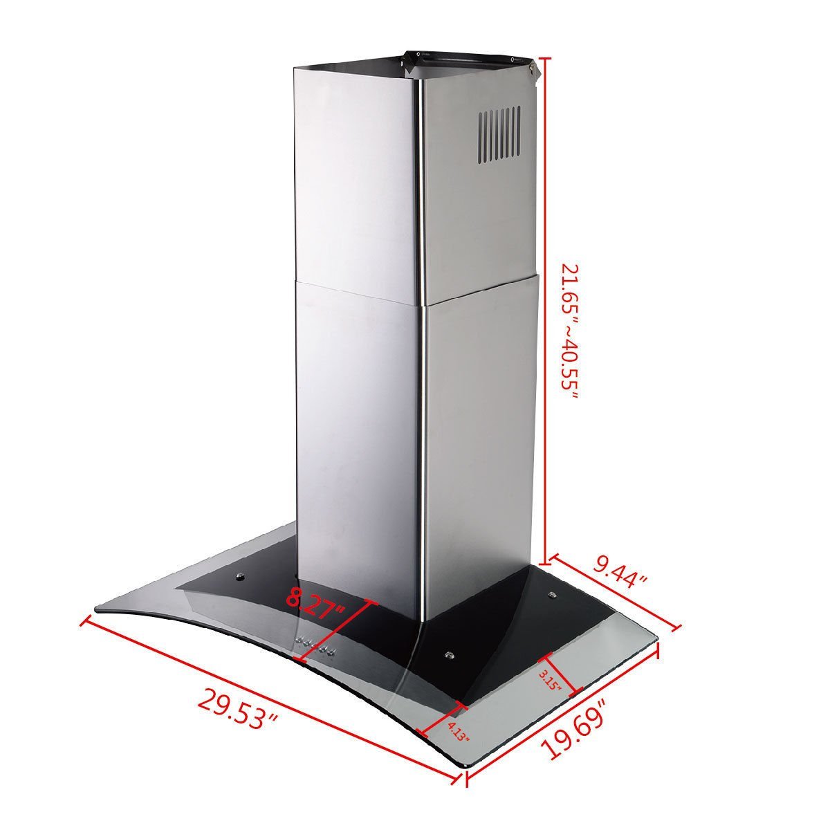 GHP 30" Stainless Steel Kitchen Wall Mount Range Hood w Glass Stove