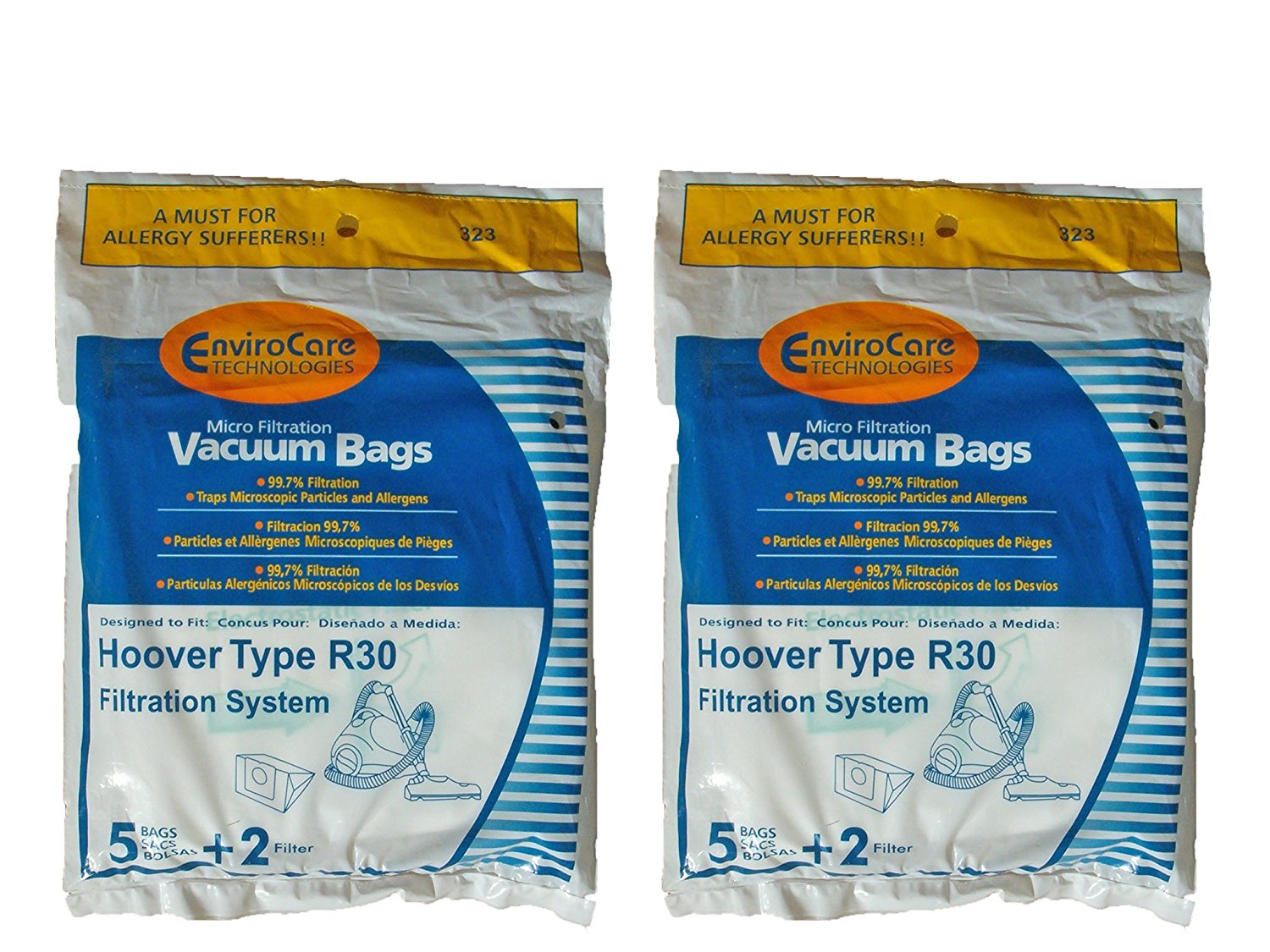 10 Hoover R30 Allergy Vacuum BAG + 4 Filters, Canister Vacuum Cleaners, 40101002, S1361, Type