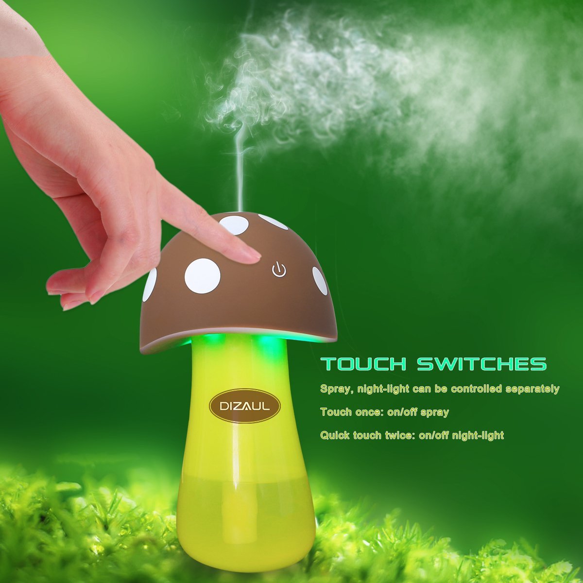 Ultrasonic Cool Mist Humidifier,Dizaul Mushroom Humidifier 200ml for