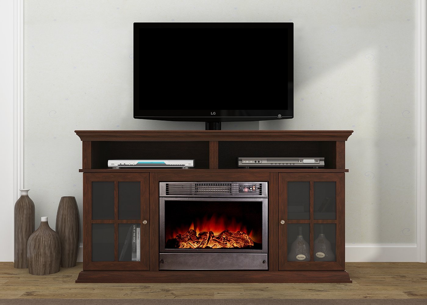 Argo Furniture Alessandra Electric Fireplace, Walnut N17 free image
