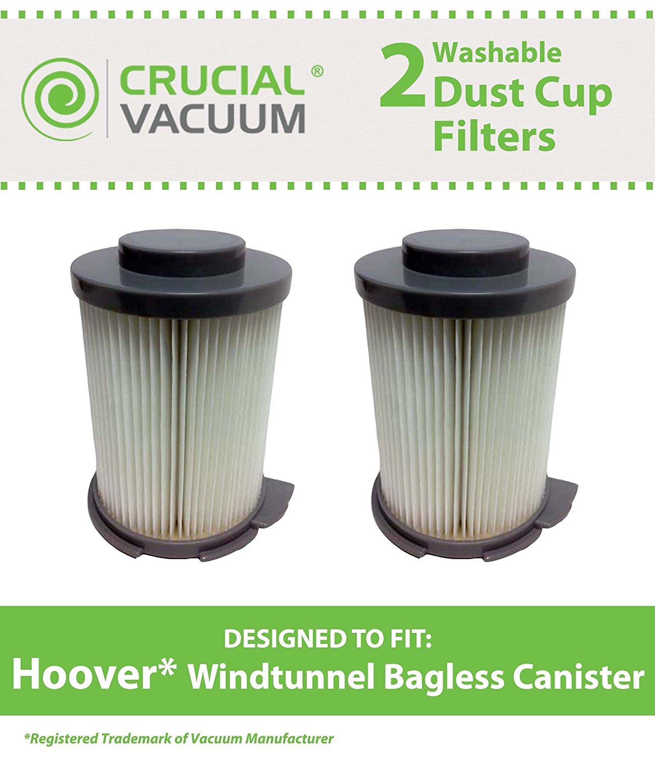 2 Hoover WindTunnel Bagless Canister Filters Washable & Reusable