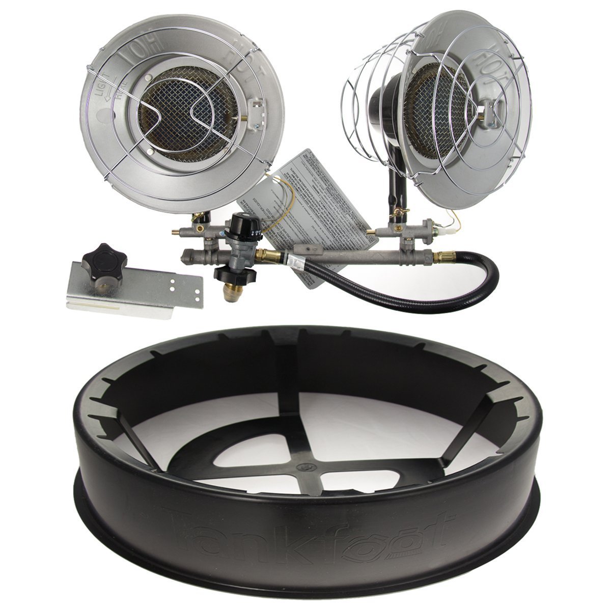 Double Burner Propane Tank Top Mr. Heater + Tankfoot Base Radiant