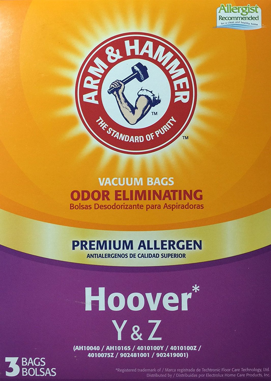 Arm & Hammer Premium Allergen Odor Eliminating Vacuum Bags, Hoover Y