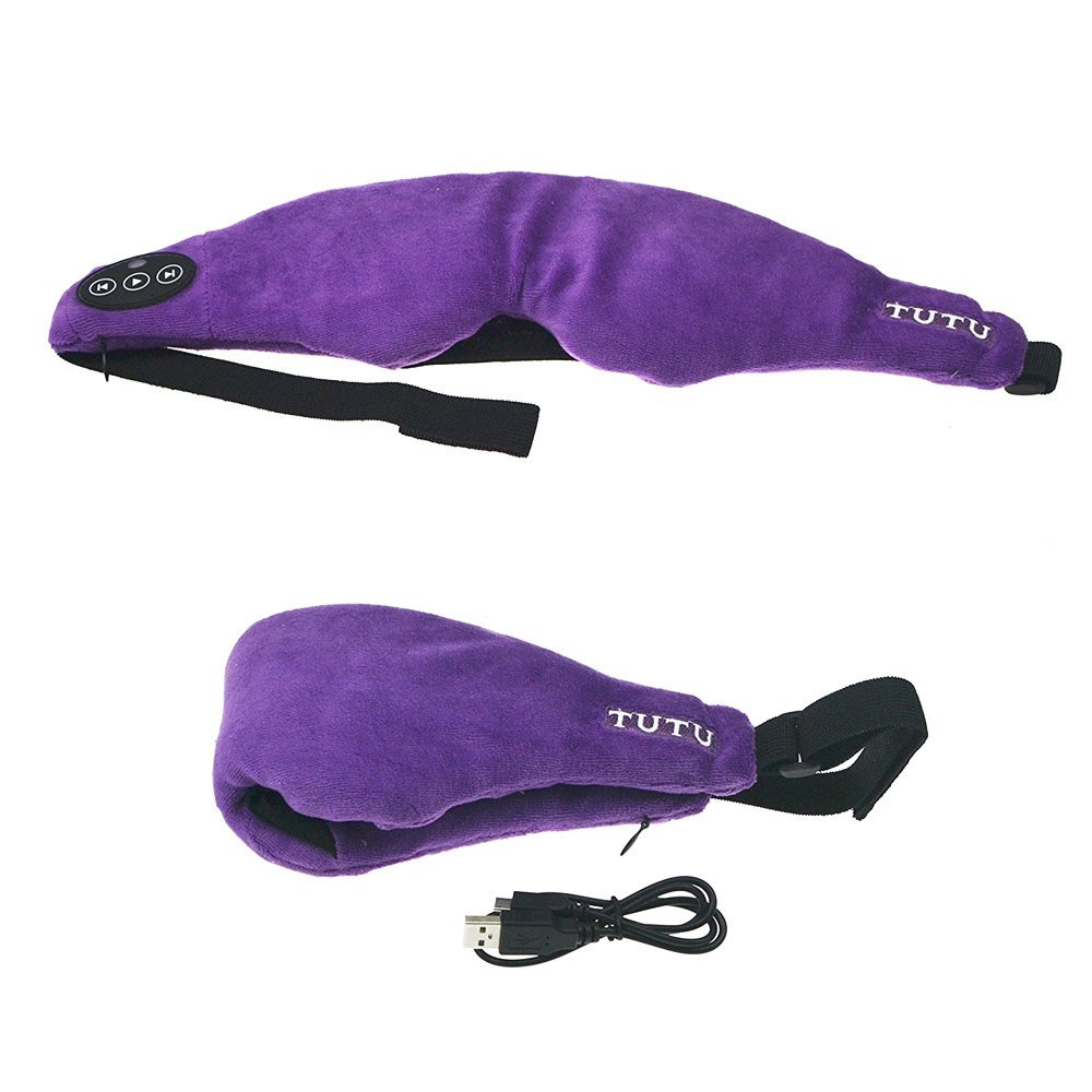 Suofule Wireless Bluetooth Velvet Silk Eye Mask Sleeping Masks Stereo Shelf Systems (Pink) N3