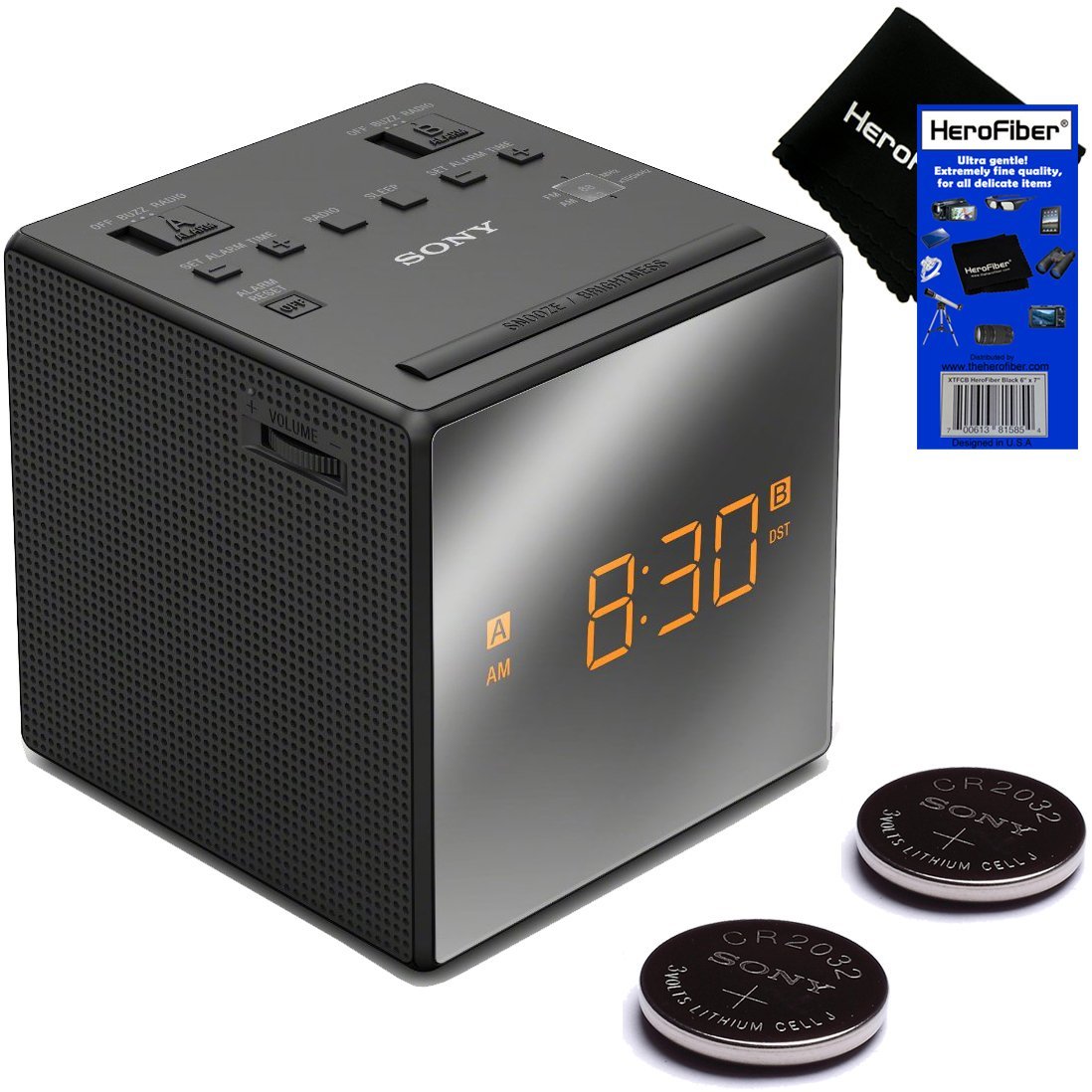 Sony Dual Alarm Clock with Extendable Snooze, AM/FM Radio, Builtin
