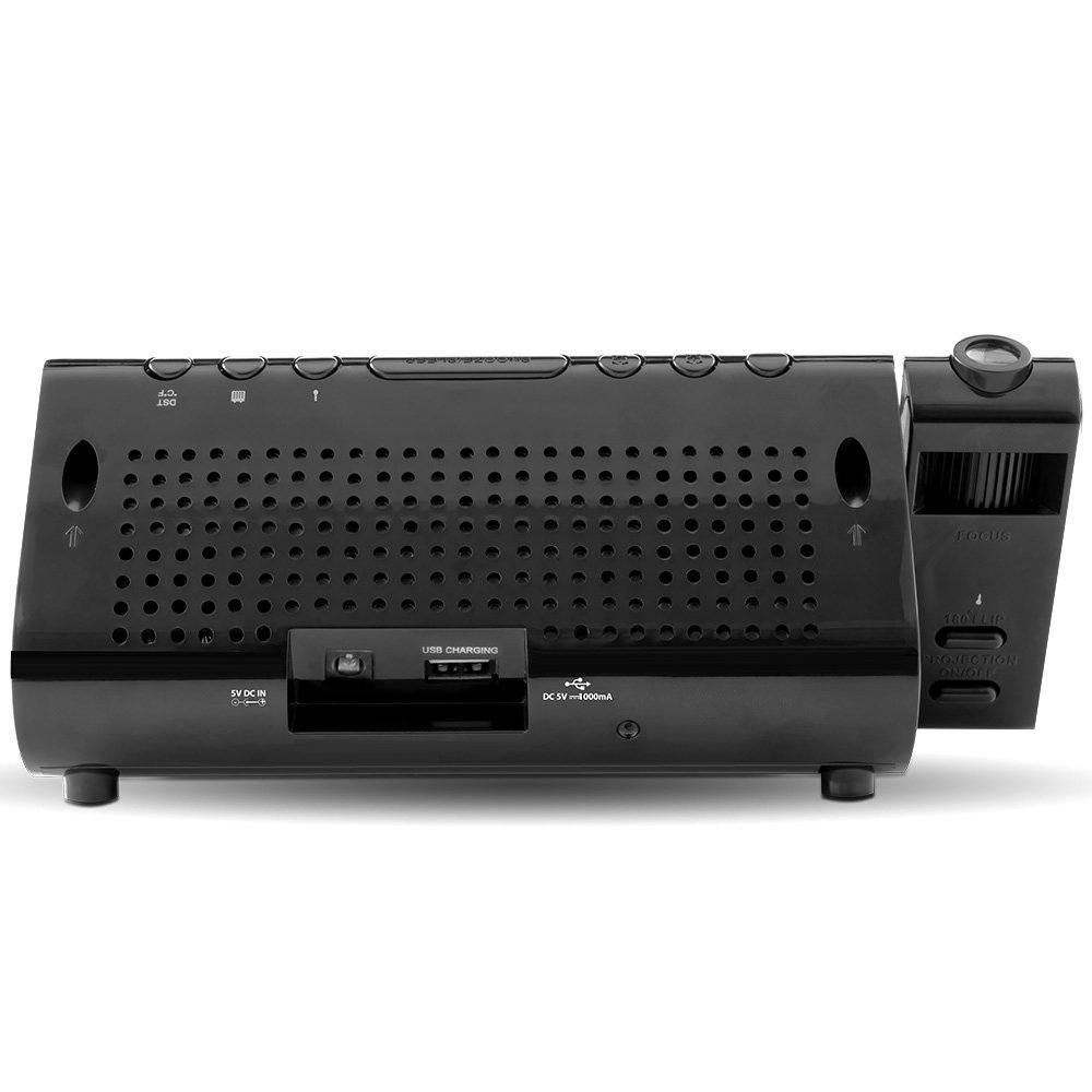 Electrohome USB Charging Alarm Clock Radio with Time Projection