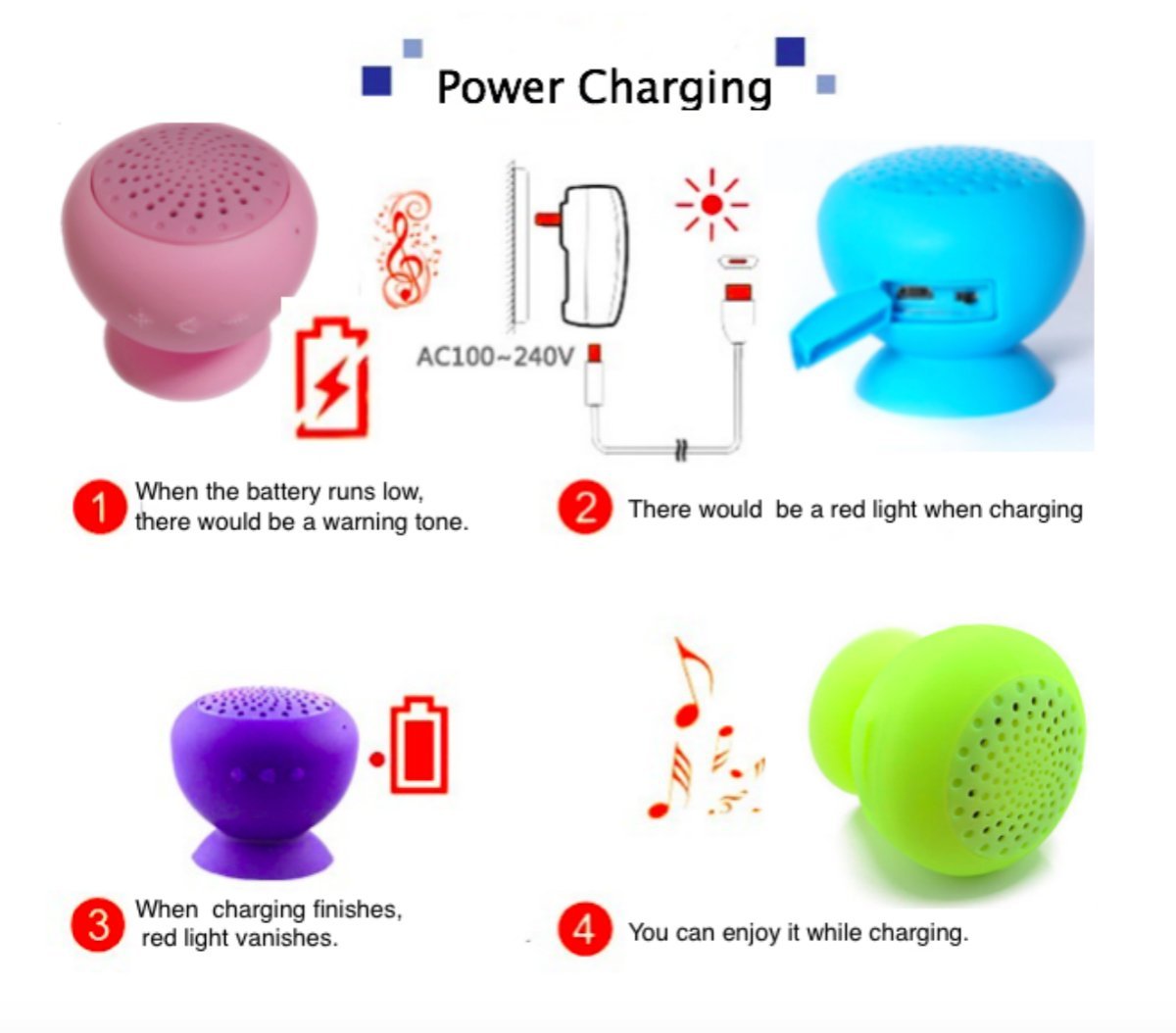 EASYOWN Wireless Bluetooth Shower Speaker／Mini Phone holder mount Hands
