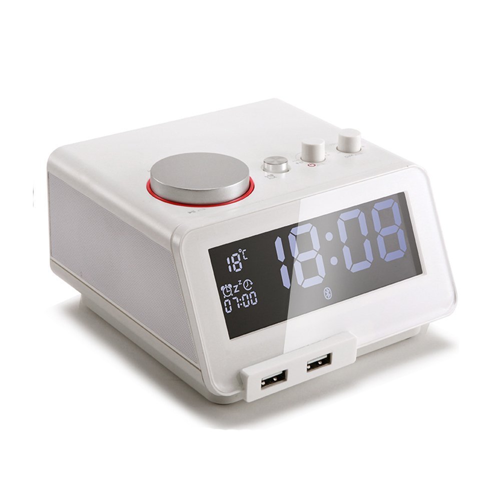 Alarm Clock Radio,Bluetooth Speaker with USB Charger White free image
