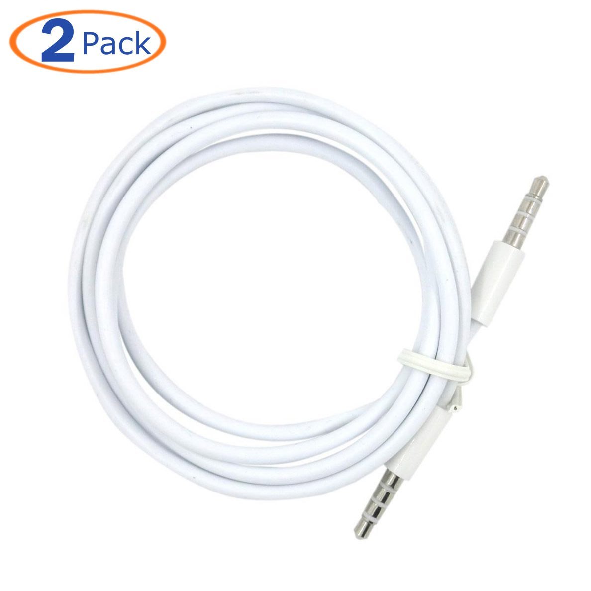 Conwork 2Pack 3.5mm 4Pin Universal Male to Male Auxiliary Extension