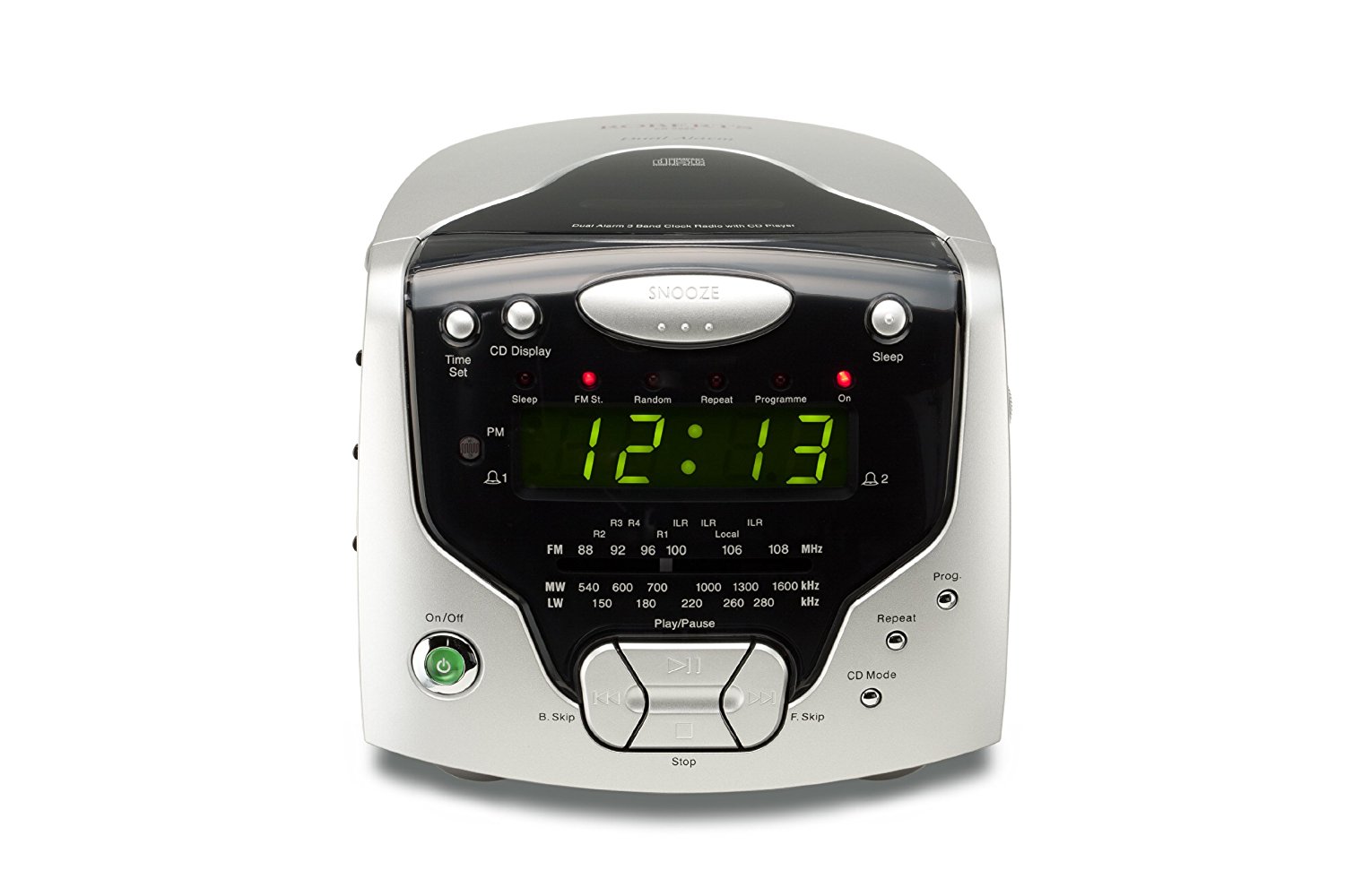 Roberts Radios 3Band Dual Alarm Stereo Clock Radio with CD Player (CD
