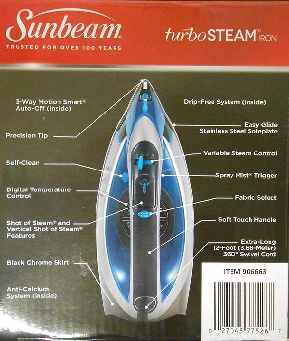 Sunbeam Turbo steam master professional iron, 1500 Watts, Extra Large