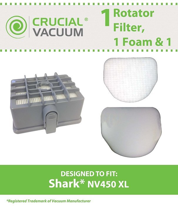 1 Shark NV450 & NV480 Filter Kit XL Rotator Filter, 1 Foam & 1 Felt Filter, Fits Shark NV450 XL