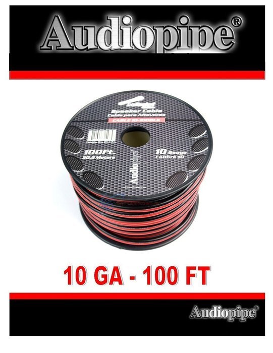 100 ft 10 gauge awg Red Black Stranded 2 Conductor Speaker Wire Car