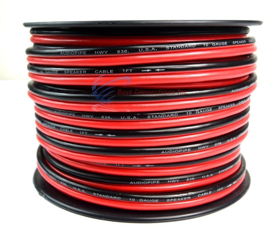 100 ft 10 gauge awg Red Black Stranded 2 Conductor Speaker Wire Car