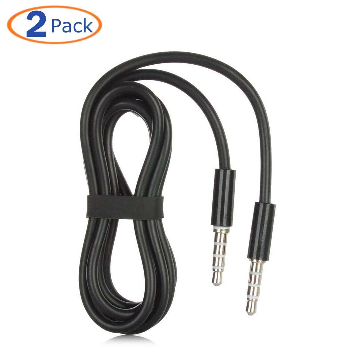 Conwork 2Pack 3.5mm 4Pin Universal Male to Male Auxiliary Extension