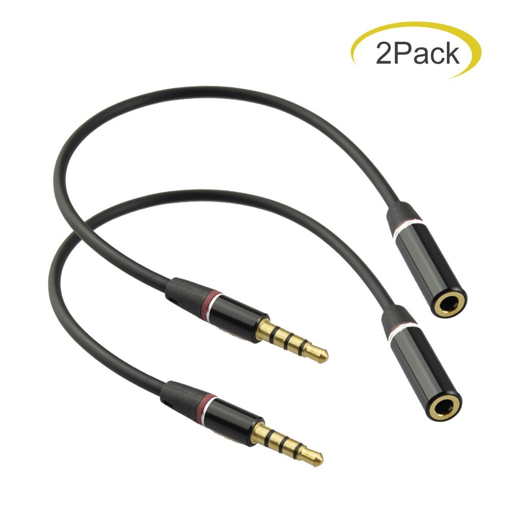 Seadream 2Pack 6 inch 4Pole 3.5mm Male Right Angle to 3.5mm Female