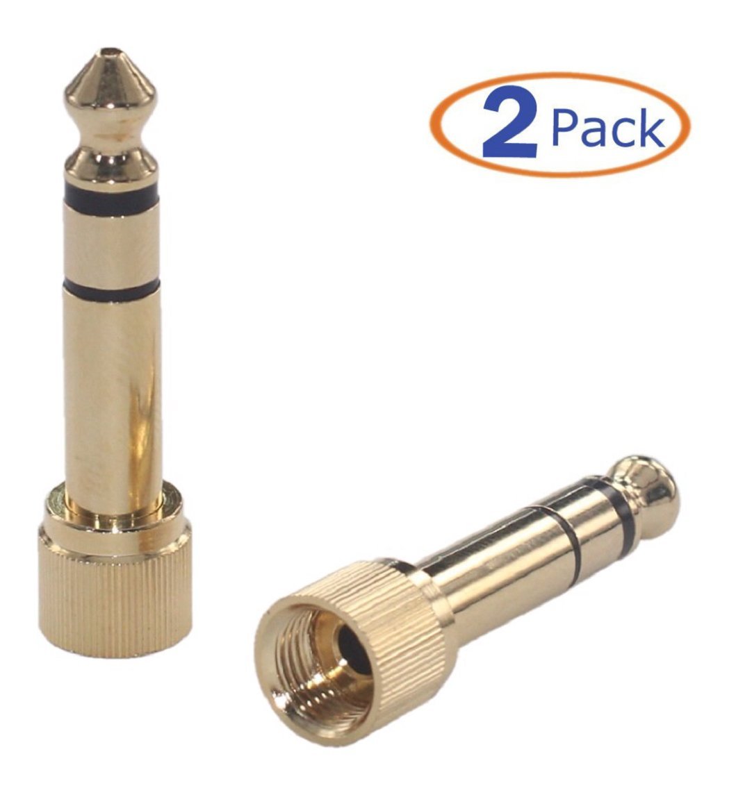 KK S36 2pcs 1/4" Stereo Phone ScrewOn Adapter,3.5mm Plug to 6.35mm Plug ,(Sennheiser HD280