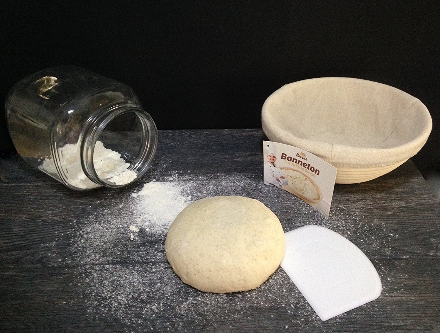 (9 Inch) Proofing Basket + Free Bowl Scraper & Cloth Liner