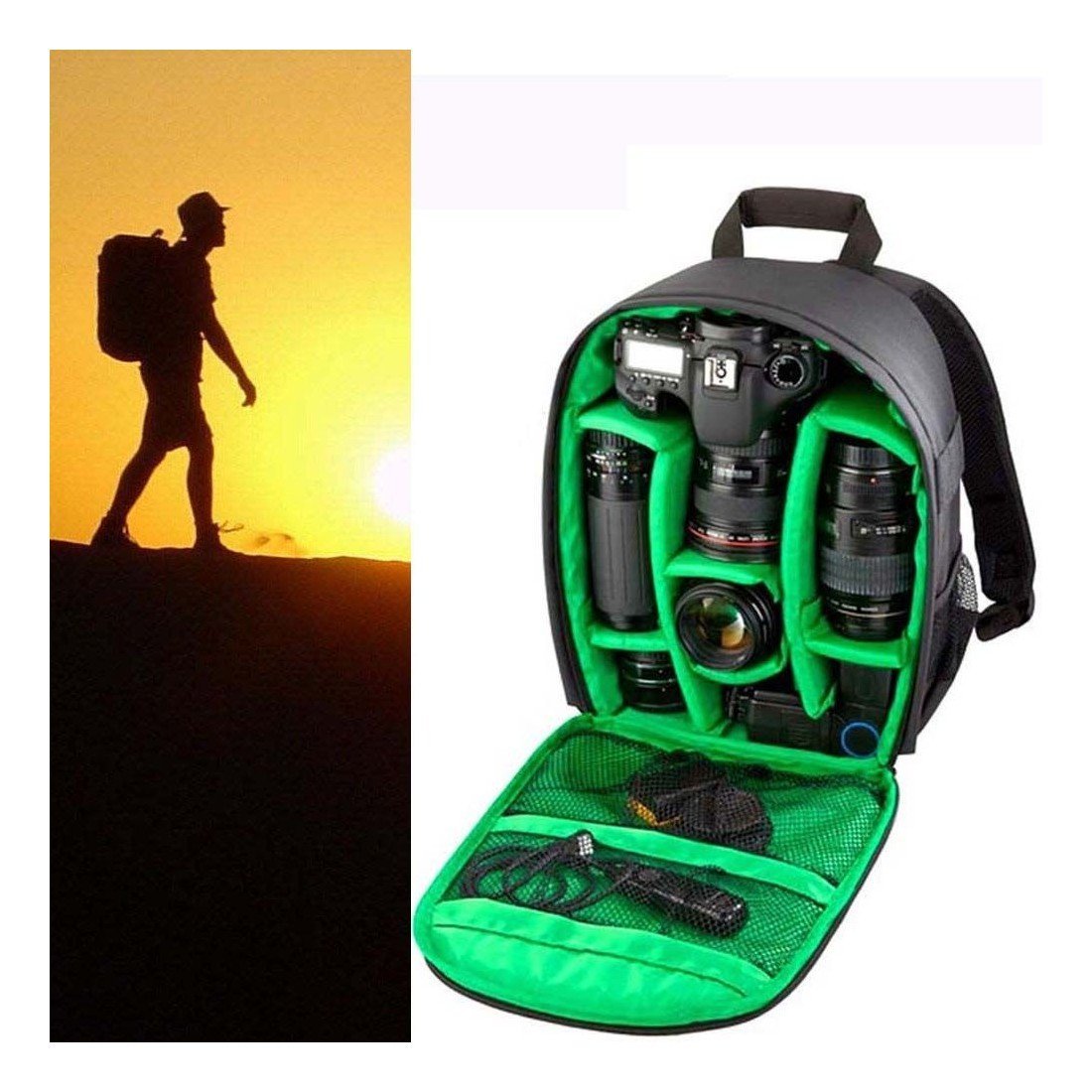 Waterproof DSLR SLR Camera Lens Backpack Case Bag Rucksack For Canon