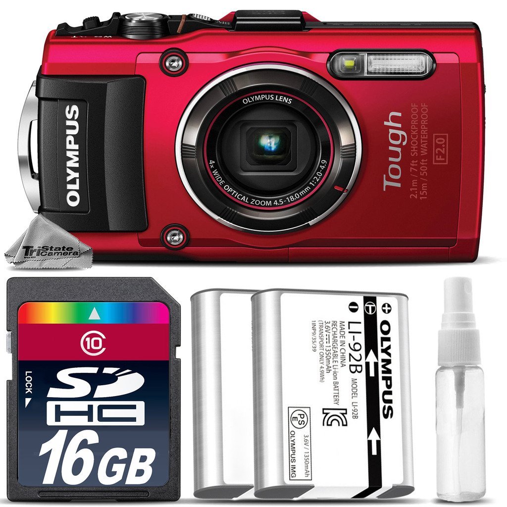 Olympus Stylus TOUGH TG4 Digital Camera (Red) + 16GB CLASS 10 MEMORY