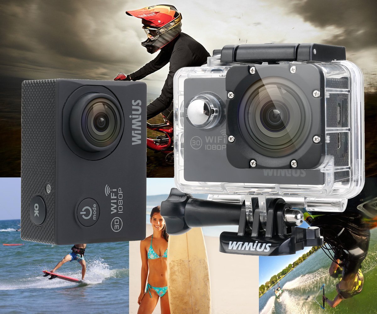 WiMiUS Q2 Black 1080P Wifi 98ft Waterproof Action Camera With HD12 MP