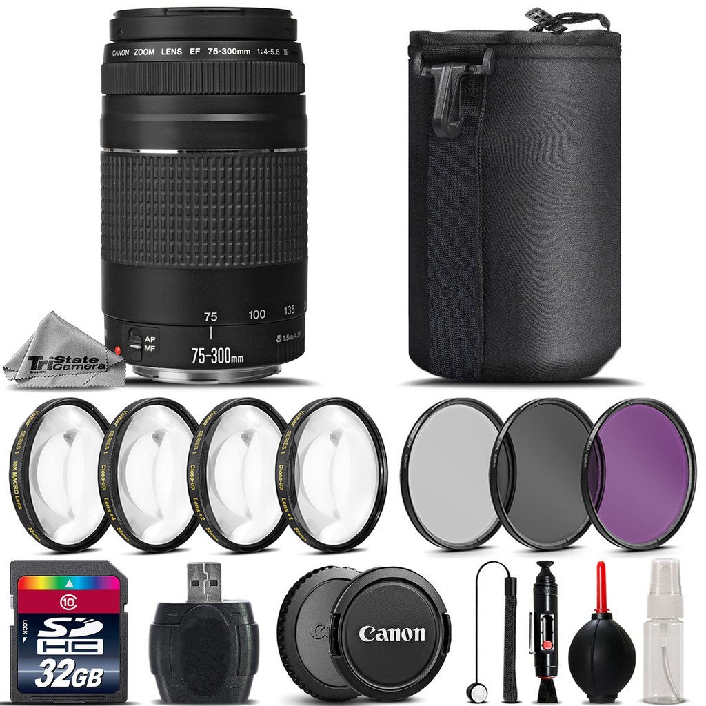 Canon 75300mm Lens + 32GB Class 10 High Speed Memory Card + 4PC Macro