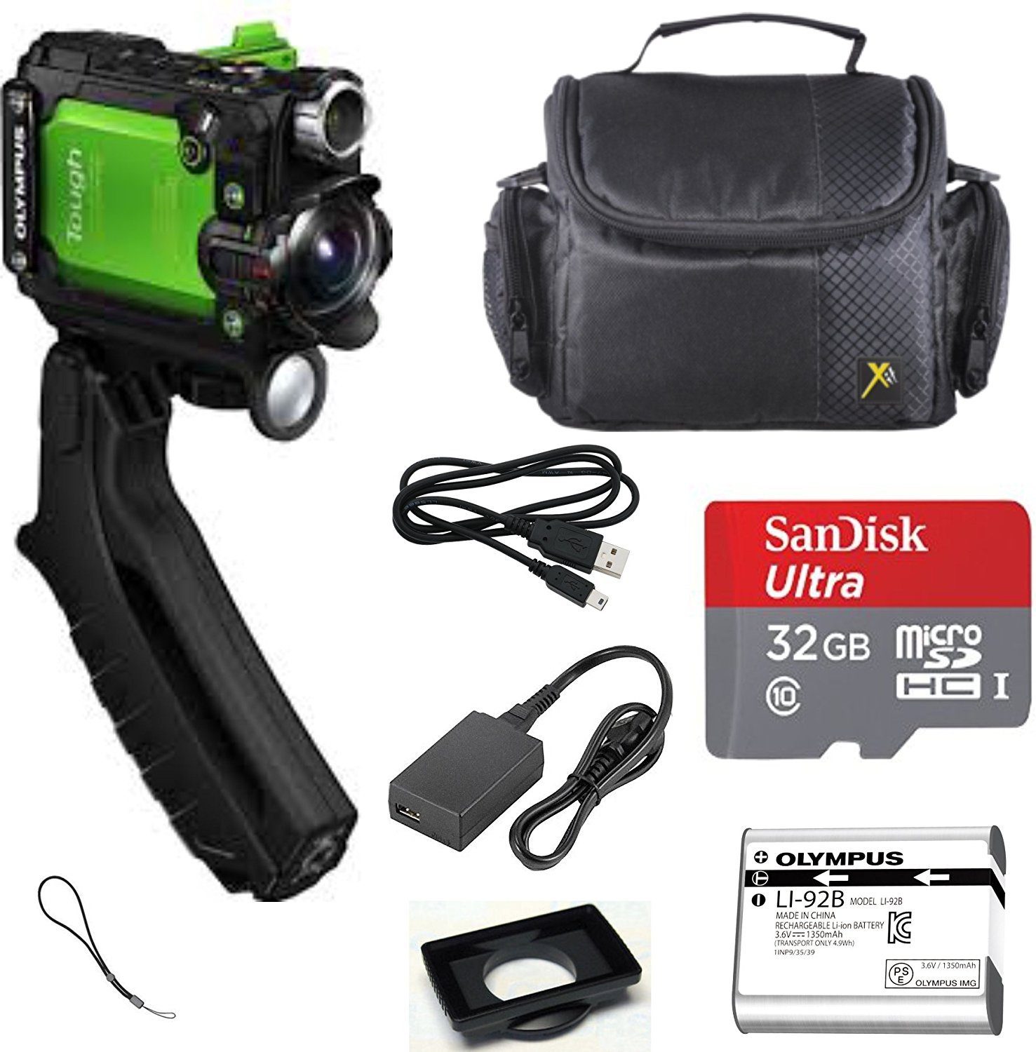 Olympus Tough TGTracker Action Camera (Green) + SanDisk Ultra 32GB