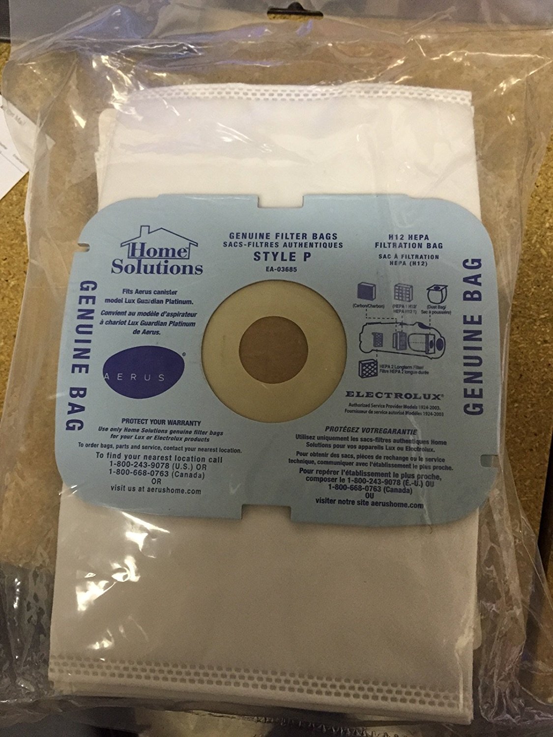 12 Genuine Aerus Electrolux Type P bags for Lux Guardian Platinum N2