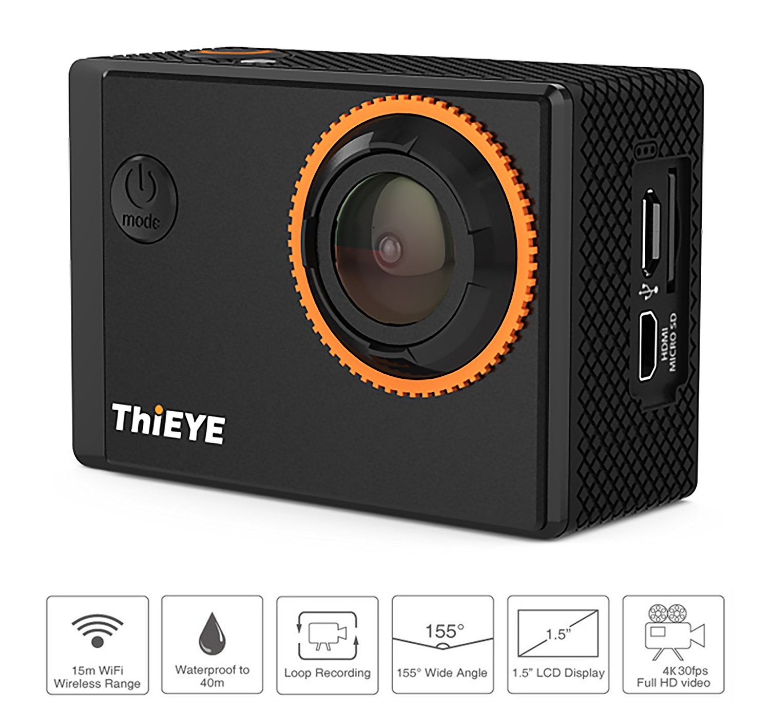 ThiEYE i60 4K WIFI Action Camera Full HD 1080P Waterproof Diving 131FT