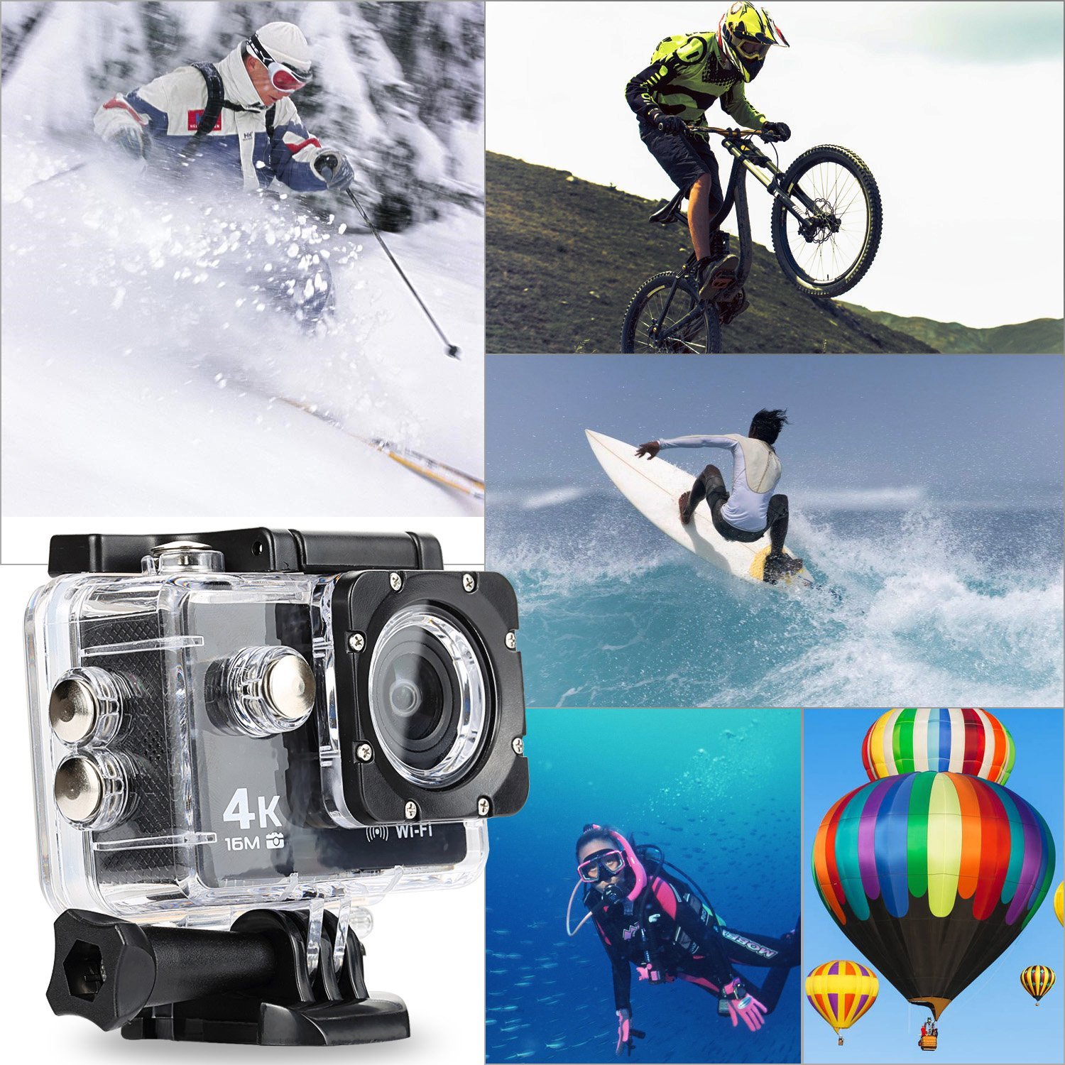 Nexgadget 4K Action Camera, Waterproof Sports Camera with Sony Sensor, WiFi Ultra HD 16MP 170