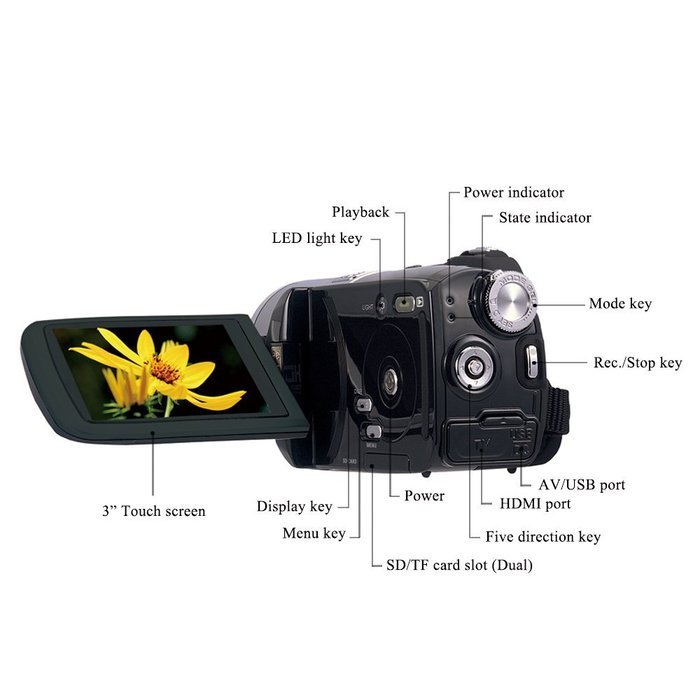 MARVUE Camcorder HD 720p 3 Inch Touch Screen Recorder Portable Digital