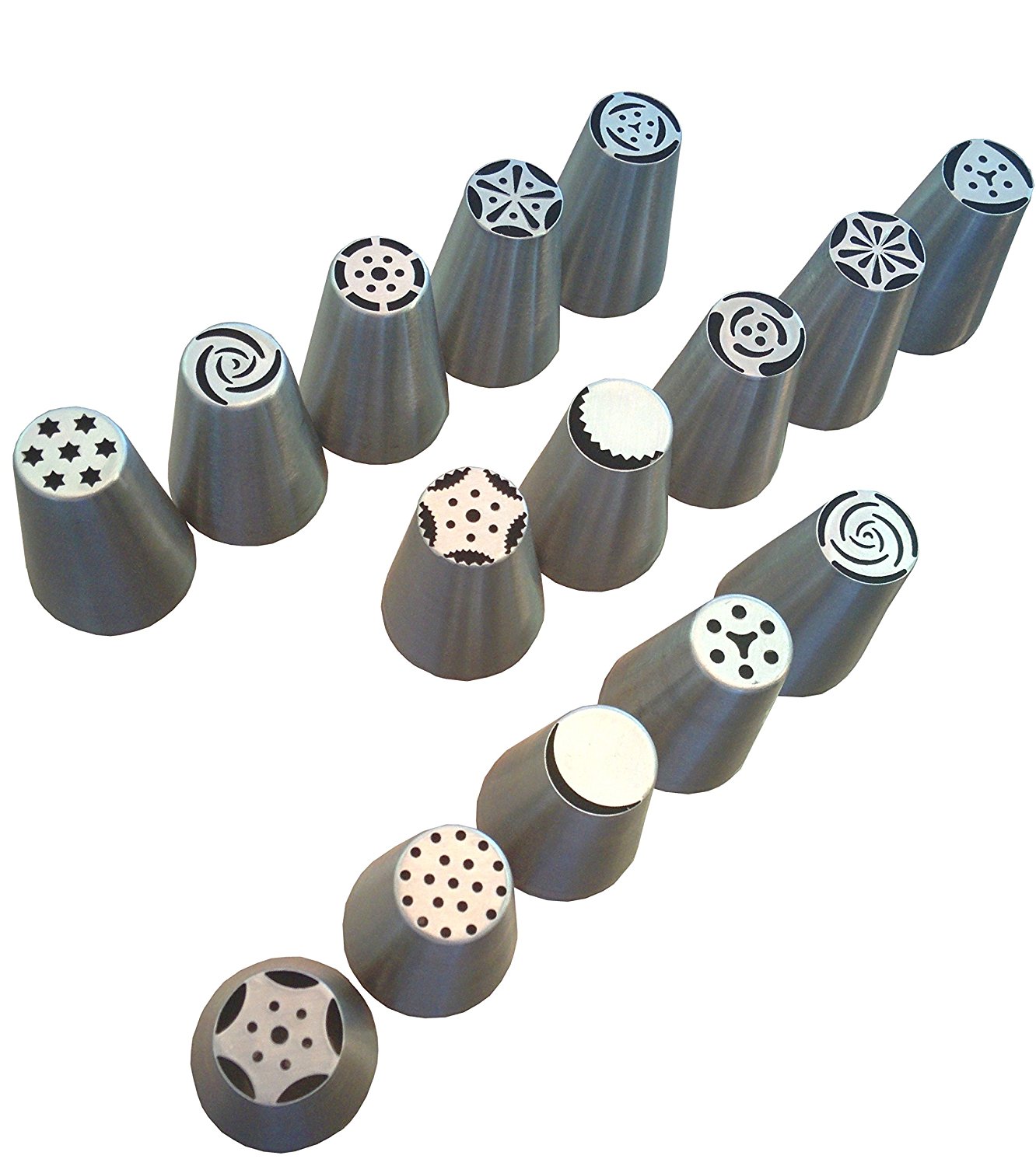 Russian Piping Tips 15 Piece Set of Large Stainless Steel Cake